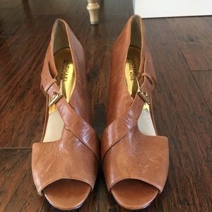 Michael Kors Brown Leather High Heel Sandals 9.5